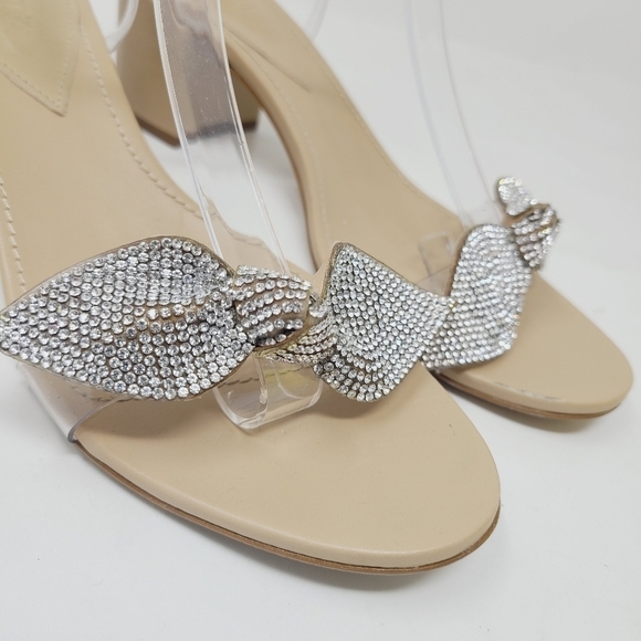 Schutz | Women's Silver Elegant Elyda Rhinestone Embellished Sandals (Size 9B) - Picture 3 of 15